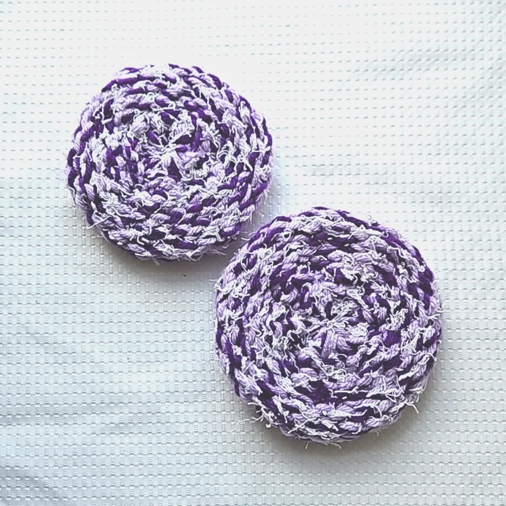 Eco-Friendly Variegated Yarn Scrubby Sponge, Set of 2 Purple White